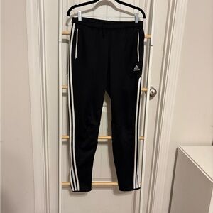 adidas Black Soccer Joggers with White Stripes